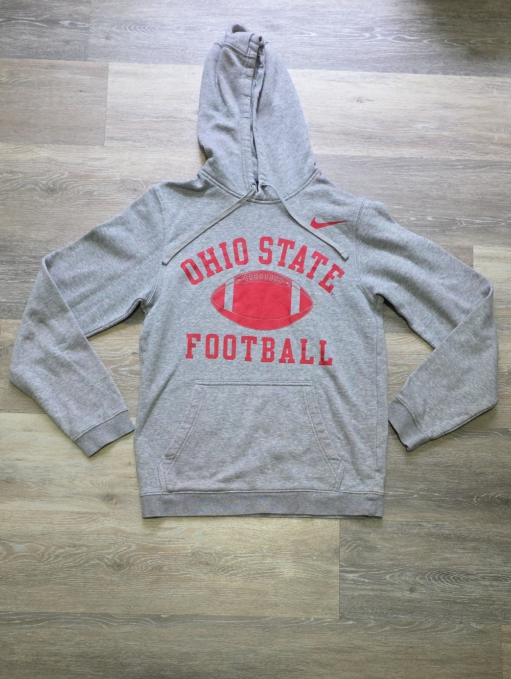 Nike Mens Ohio State Buckeyes Football Grey Pullover Hoodie Heather Grey Sz S